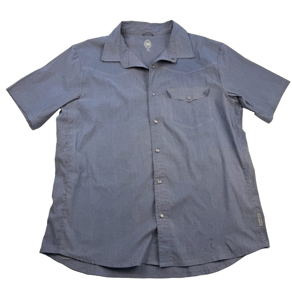 Club Ride Men's Snap Front Performance Cycling Shirt Blue Gray XL Vented Stretch